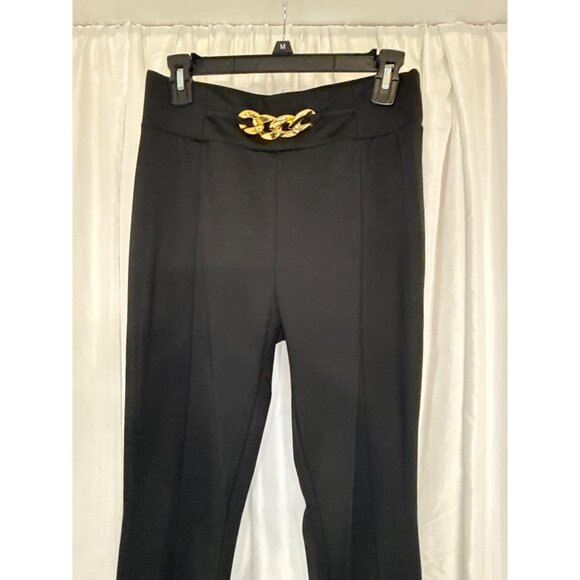 Shein Womens Black High-Waist Leggings With Gold Chain Detail - Medium - Picture 2 of 5